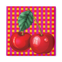 Cherries Plaid magnets by JuJuGarden Cherries Plaid magnets
