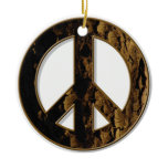 Cherry Bark Peace Christmas Tree Ornament