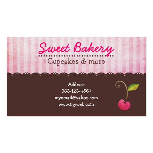 Cherry Berry Cupcake Business Cards (back side)