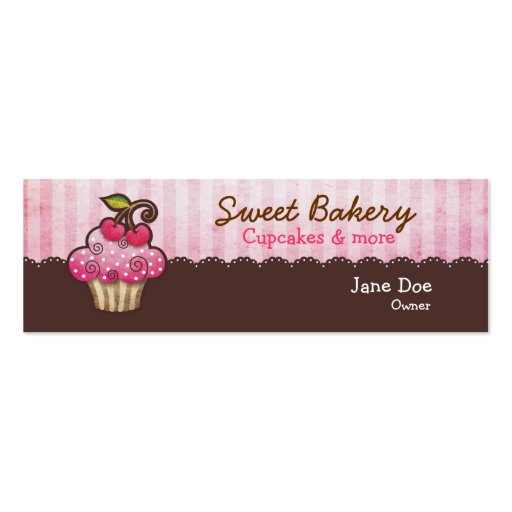 Cherry Berry Cupcake Mini Business Cards Tags (front side)