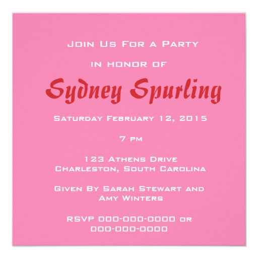 Cherry Berry Delight with Square Nameplate Invites