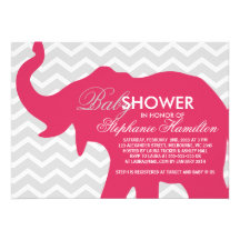 Cherry big elephant baby shower custom invitations