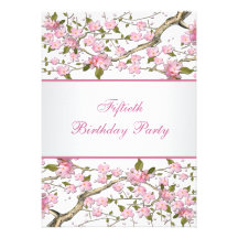 Cherry Blossom 50th Birthday Party Invitation