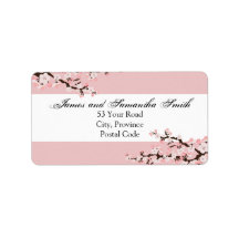 Cherry Blossom Address Label - Pink White Wedding