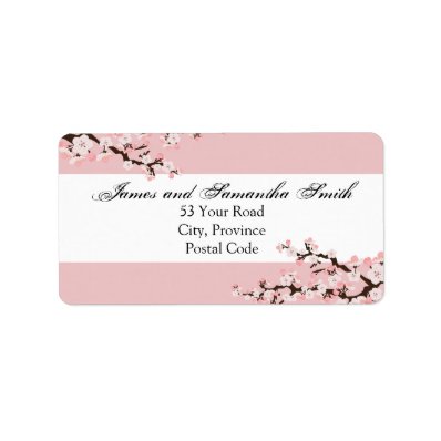 Cherry Blossom Address Label - Pink White Wedding