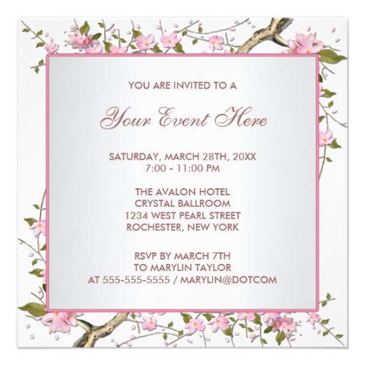 Cherry Blossom All Occasion Party Custom Invitation