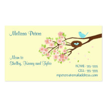 Cherry Blossom and Bird Mom Profile Card Business Card Templates