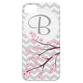 Cherry Blossom and Chevron Monogram iPhone 5 Case