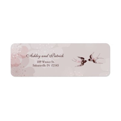 Cherry Blossom and Floral Swallows Address Label