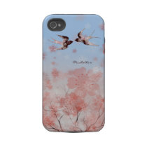 Cherry Blossom and Floral Swallows iPhone Case Tough Iphone 4 Cases