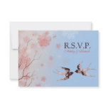 Cherry Blossom and Love Swallows RSVP Personalized Invitations