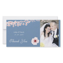 Cherry Blossom and Polka Dots Thank You Photo Card