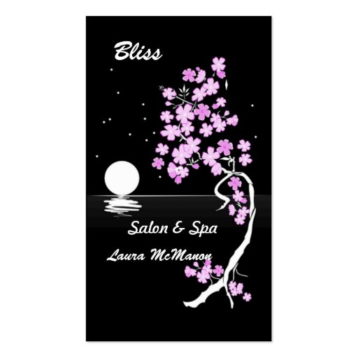 Cherry blossom at night (on black) business card templates