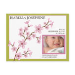 Cherry Blossom Baby Girl Birth Announcement: lime Post Card