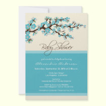 Cherry Blossom Baby Shower Invitation (aqua) invitations