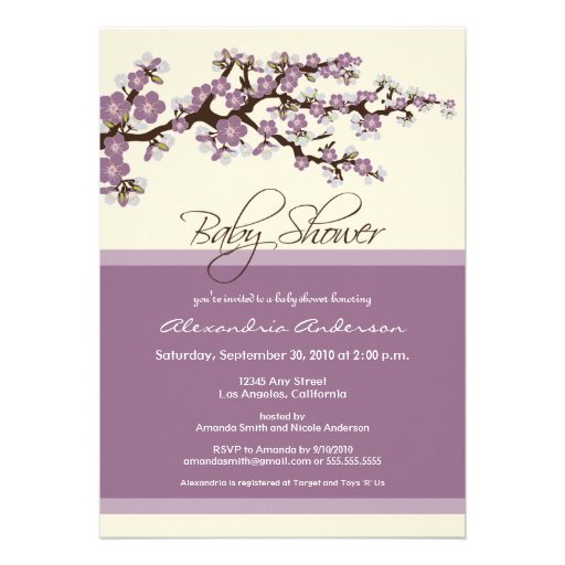 Cherry Blossom Baby Shower Invitation (lavender)