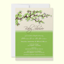 Cherry Blossom Baby Shower Invitation (lime) invitations