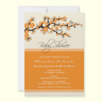 Cherry Blossom Baby Shower Invitation (orange) invitations