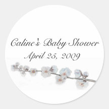 cherry-blossom, Baby Shower, Round Sticker