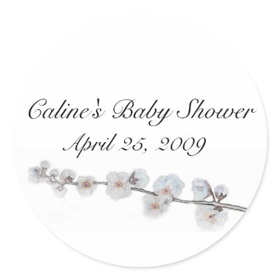 cherry-blossom, Baby Shower, Round Sticker