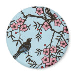 Cherry Blossom Bird Magnet