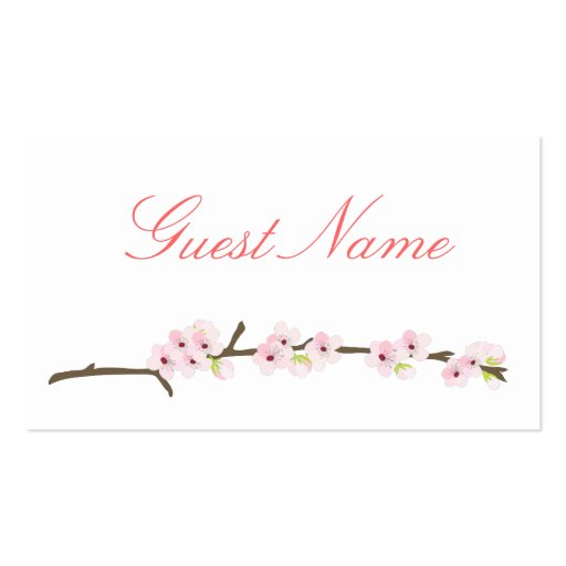 Cherry Blossom Branch Place Card (White) Business Card Templates (front side)