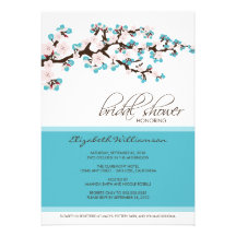 Cherry Blossom Bridal Shower Invitation (aqua)