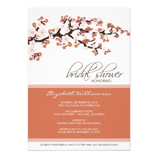 Cherry Blossom Bridal Shower Invitation (coral)