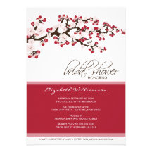 Cherry Blossom Bridal Shower Invitation (crimson)