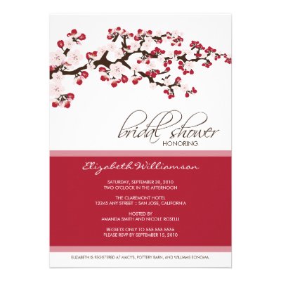 Cherry Blossom Bridal Shower Invitation (crimson)