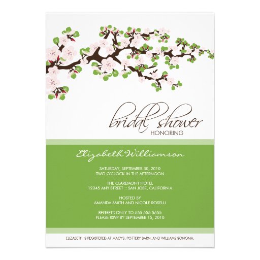 Cherry Blossom Bridal Shower Invitation (green)