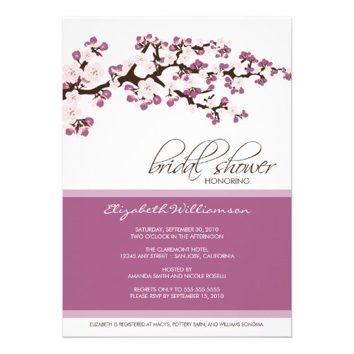 Cherry Blossom Bridal Shower Invitation (lavender)