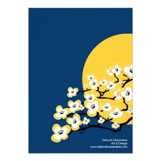 Cherry Blossom Bridal Shower Invitation - Navy