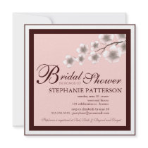 Cherry Blossom Bridal Shower Invitation PInk Brown