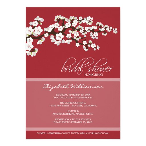 Cherry Blossom Bridal Shower Invitation (red)