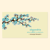 Cherry Blossom Custom Business Cards (aqua) business cards