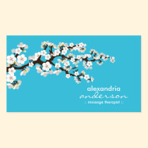 Cherry Blossom Custom Business Cards (aqua) business cards