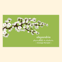 Cherry Blossom Custom Business Cards (lime) business cards