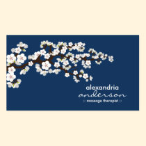 Cherry Blossom Custom Business Cards (navy) business cards
