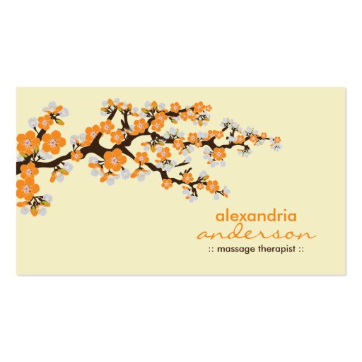 Cherry Blossom Custom Business Cards (orange) (front side)