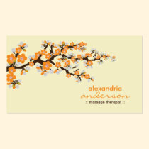 Cherry Blossom Custom Business Cards (orange) business cards