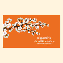Cherry Blossom Custom Business Cards (orange) business cards