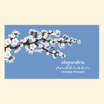 Cherry Blossom Custom Business Cards (periwinkle) business cards
