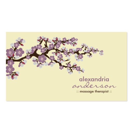 Cherry Blossom Custom Business Cards (purple) (front side)