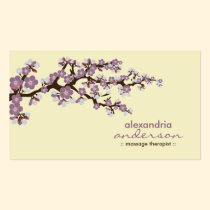 Cherry Blossom Custom Business Cards (purple) business cards