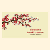 Cherry Blossom Custom Business Cards (red) business cards