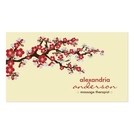 Cherry Blossom Custom Business Cards (red) (front side)