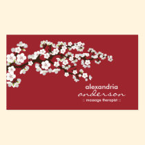 Cherry Blossom Custom Business Cards (red) business cards