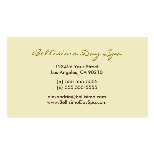 Cherry Blossom Custom Business Cards (yellow) (back side)