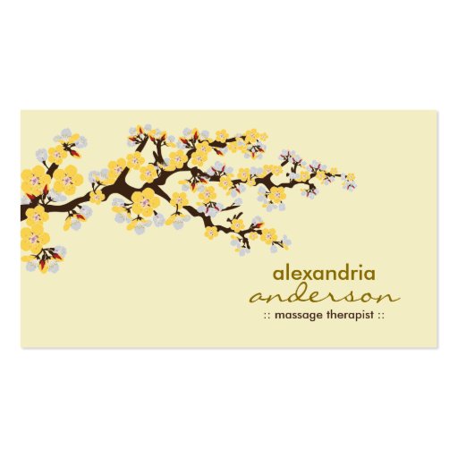 Cherry Blossom Custom Business Cards (yellow) (front side)
